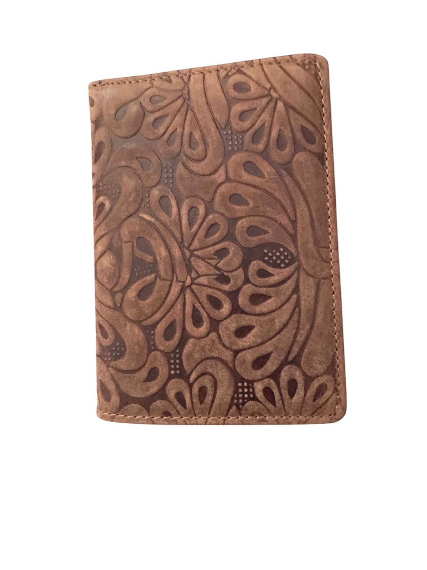 Tooled Brown Police Badge Wallet All Leather Universal Fit for Pin Back Badges