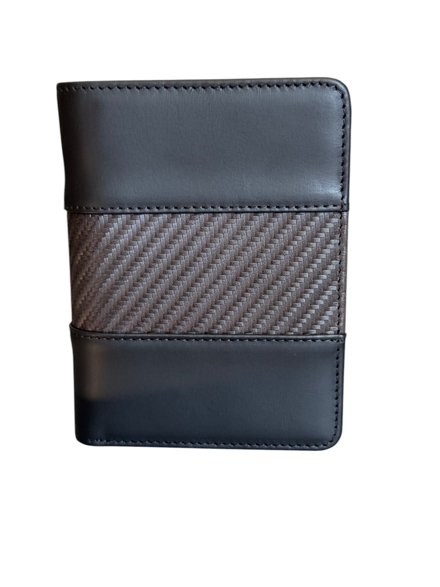 Police Badge Wallet All Leather Universal Fit- Carbon Black Leather-For Pin Back Badge