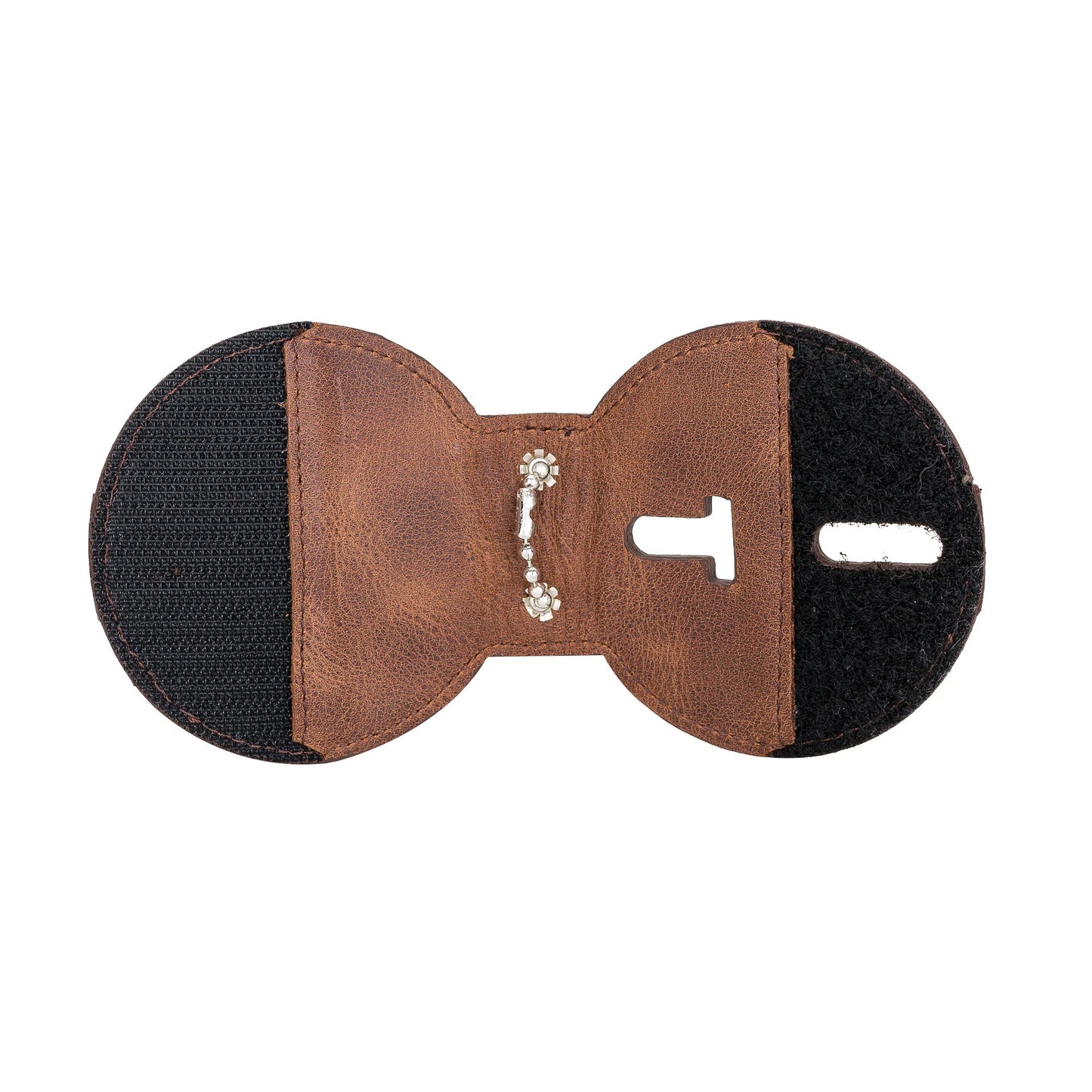 Police Badge Holder Saddle Brown- Full Grain Leather- Round Badge Holder Belt Clip - Optional to Use Around The Neck