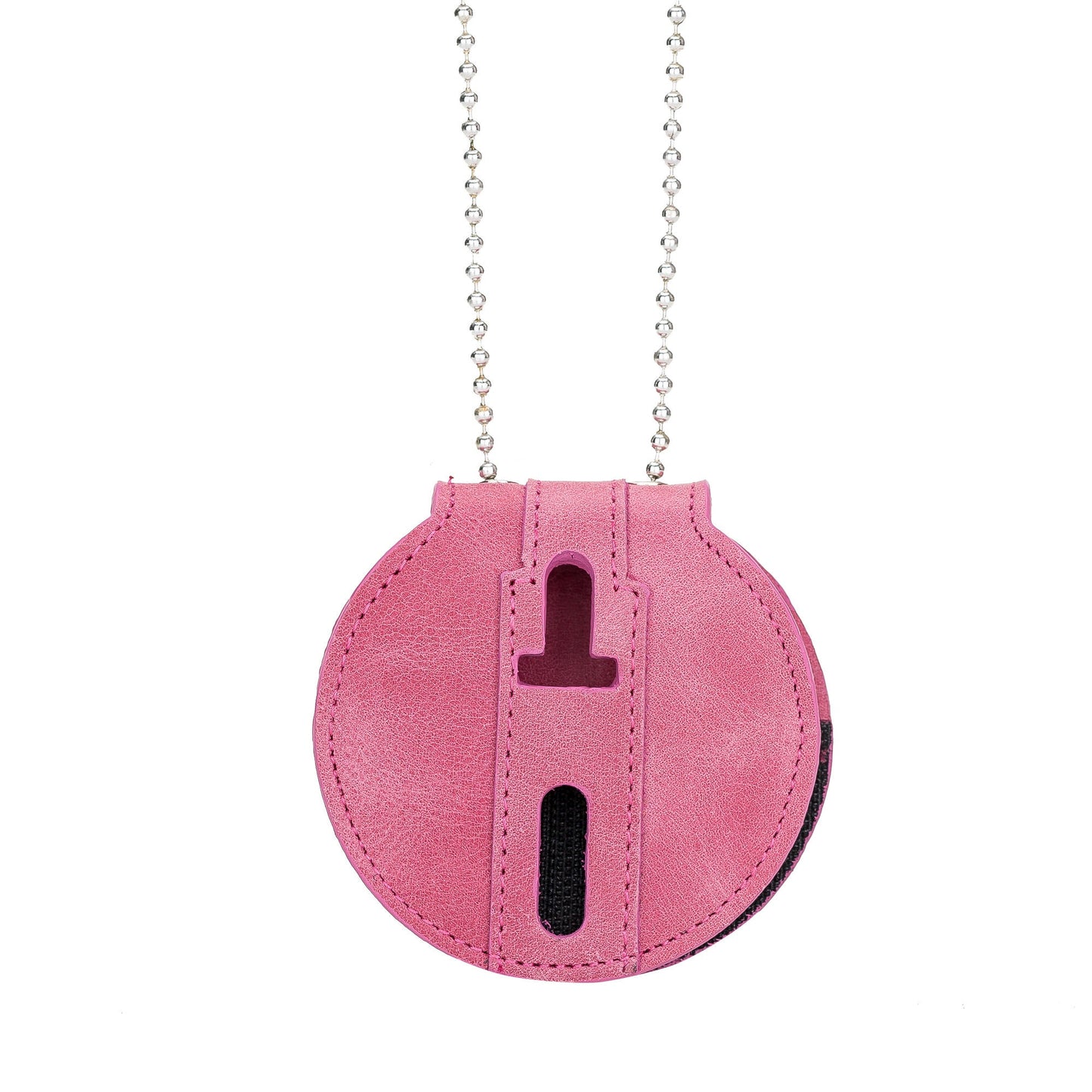 Police Badge Holder-Dusty Rose Pink Full Grain Leather-Round Belt Clip - Optional to Use Around The Neck