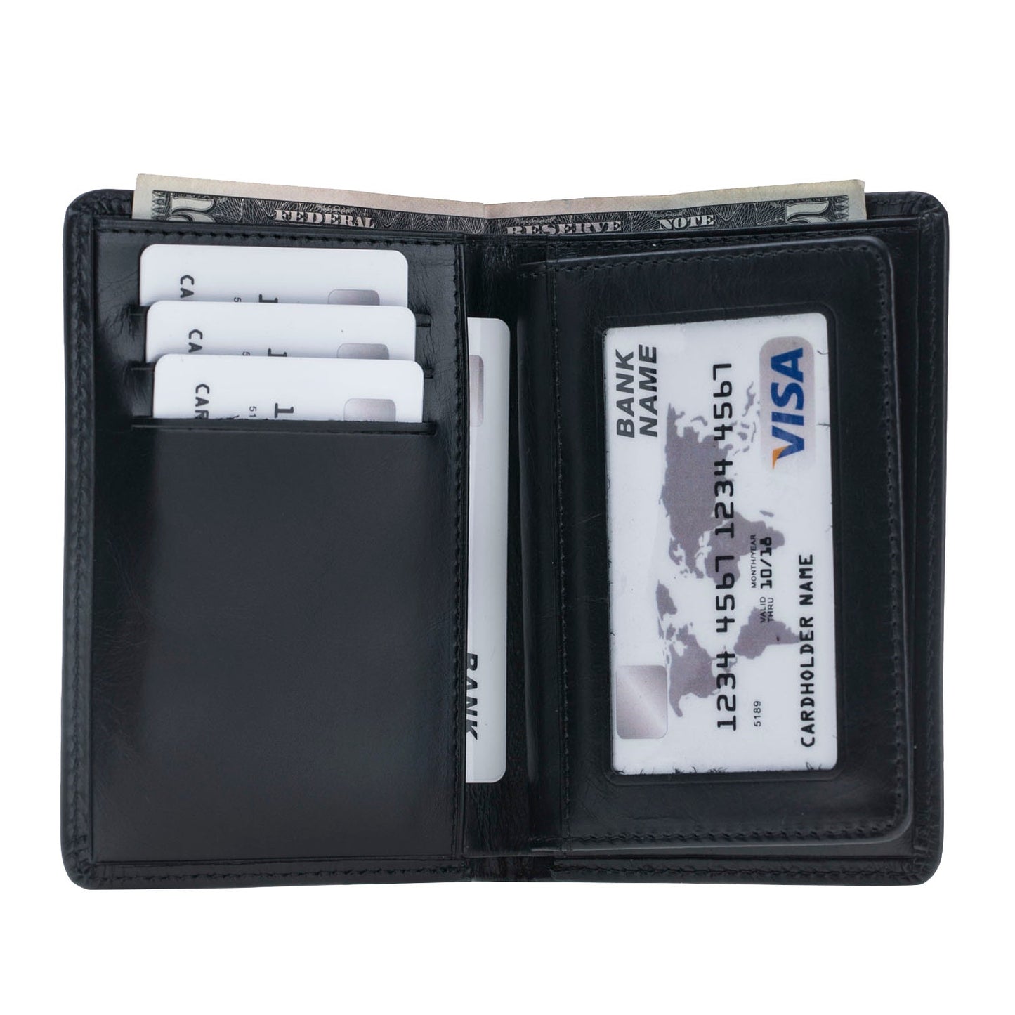 Police Leather Badge Wallet, For Pin Back Badges-Black Woven Leather